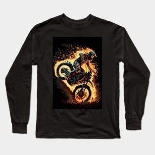 Dirt Bike With Flames Long Sleeve T-Shirt